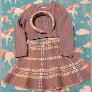Cupcakes & Cashmere Lavender Knit Sweater, Skirt and head band